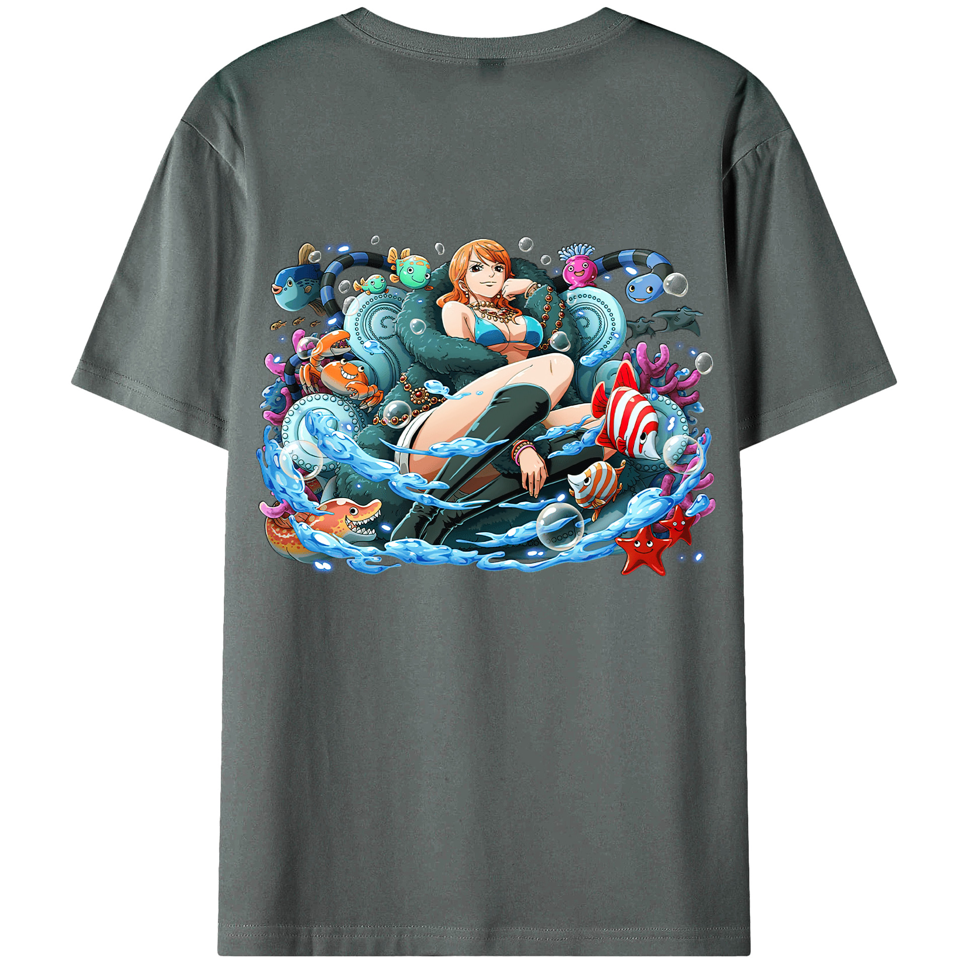 （画像用） ワンピース ナミ ONE PIECE Nami 綿100％ メンズ半袖Tシャツ（バックプリント） 通気性